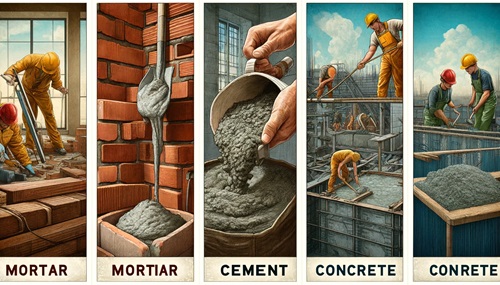 costruzioni in malta, cemento e calcestruzzo