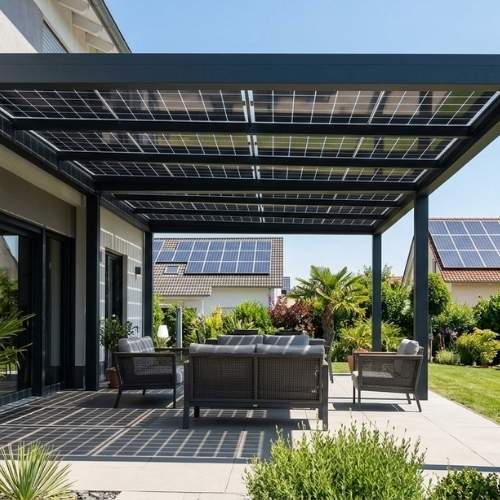 Pergola fotovoltaico: comfort, estetica e produzione autonoma di energia elettrica.